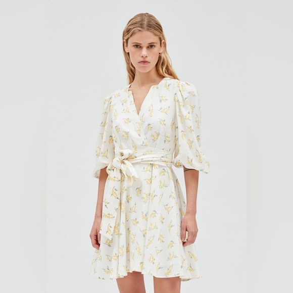 CLAUDIE PIERLOT Mini Short Wrap Around Floral Mimosa Dress Size 34 (US 4) - Picture 2 of 9